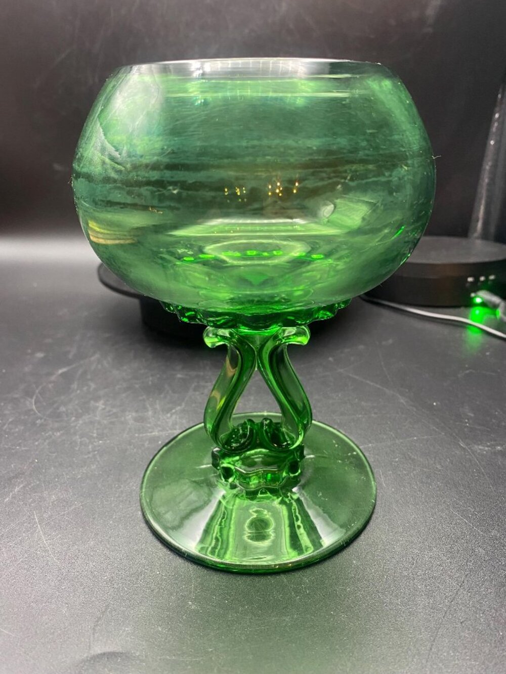 Viking Princess Emerald Green Pedestal Rose Bowl